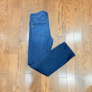 {PAIGE} Lennox jeans in a medium blue wash with subtle fading and whiskering, 32